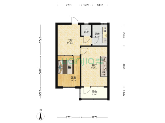 邯郸市邯山区税务局家属楼 1室1厅1卫 56平方