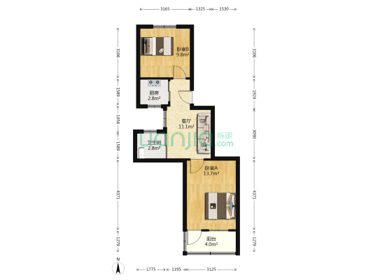 望星桥北堍 2室1厅1卫 52平方