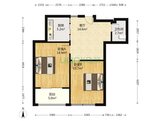 鑫业家园 2室1厅1卫 73平方