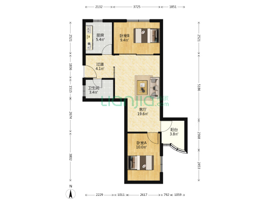 泰沙路733号-739号宿舍(单号) 2室1厅1卫 70平方