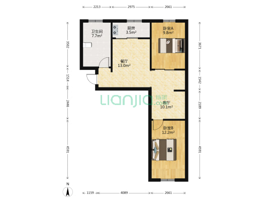 长平西里 2室2厅1卫 76平方