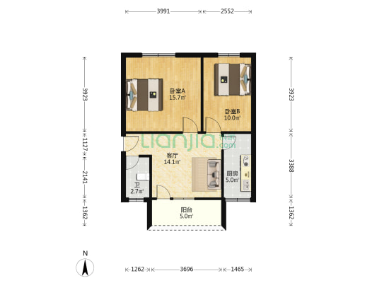 中亭街嘉辉苑 2室1厅1卫 67平方