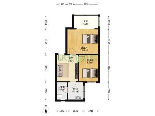 啤酒厂家属区 2室1厅1卫 55平方