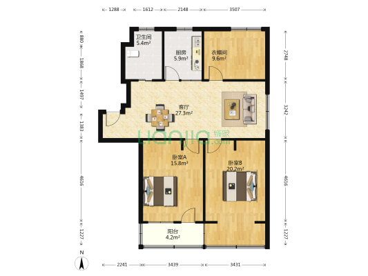 云盘二村 2室1厅1卫 104平方