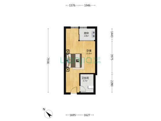 神仙树3号 1室0厅1卫 39平方