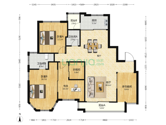 锦绣庄园华庭 4室1厅2卫 140平方