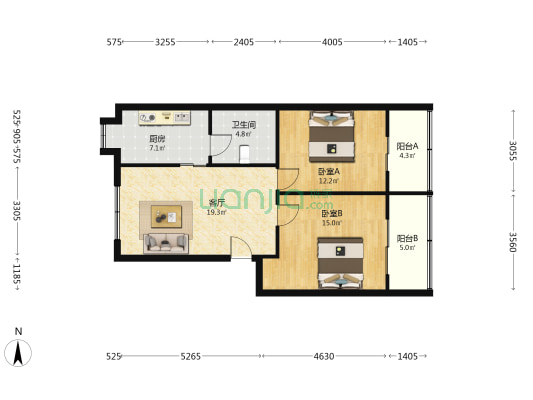 大井头 2室1厅1卫 77平方