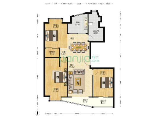 全景大厦 3室1厅1卫 150平方