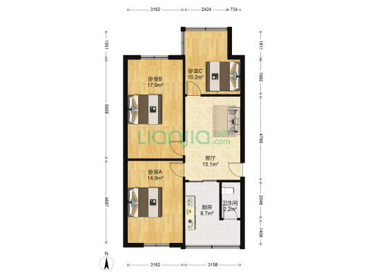 抚琴东北路 3室1厅1卫 77平方