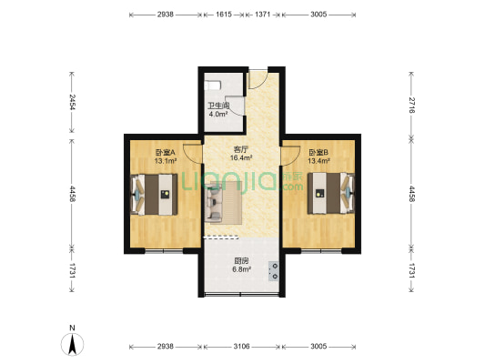 叠翠山庄 2室1厅1卫 65平方