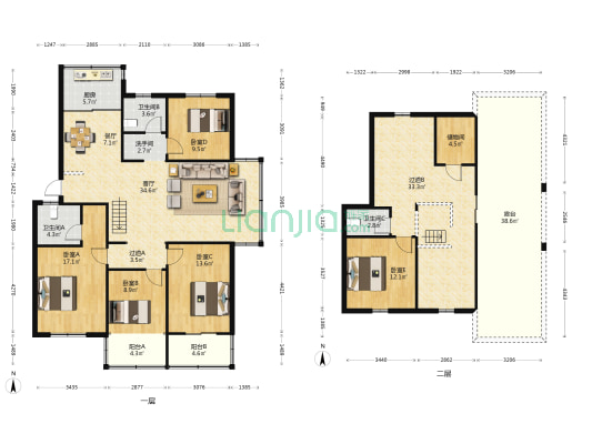 金宇园 5室2厅4卫 192平方