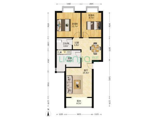 二铺汽配城 2室1厅1卫 78平方