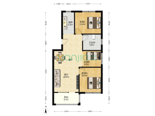 盛世雅苑 3室1厅1卫 94平方