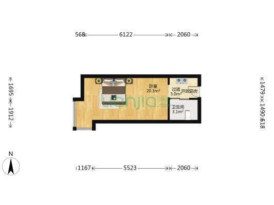 府梓新居 1室0厅1卫 38平方
