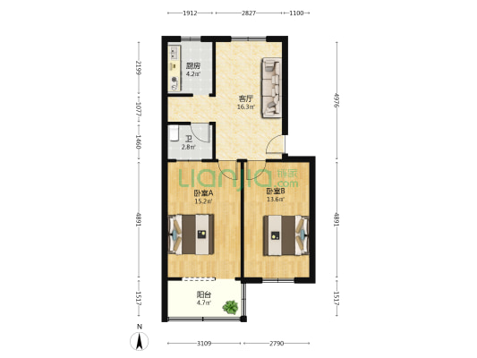 都府堤129附1号 2室1厅1卫 68平方