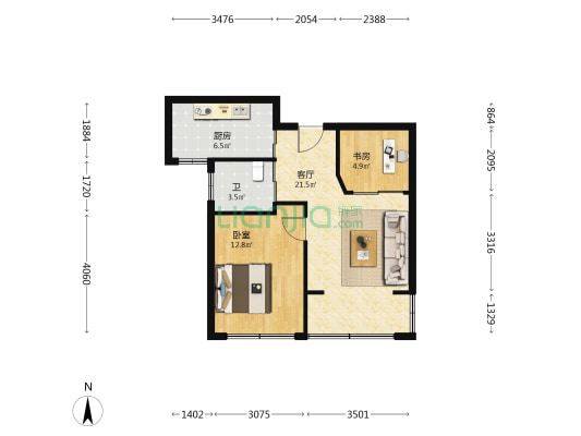 金都花苑南区 2室1厅1卫 67平方