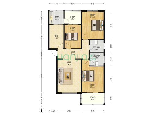 怡都花园76号院 3室2厅2卫 122平方