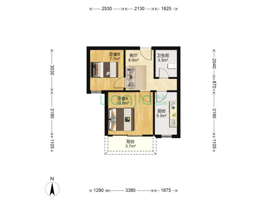 望江新园一园 2室1厅1卫 59平方
