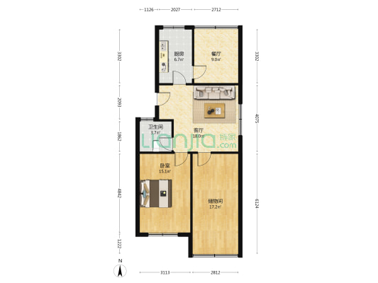 文化里(津南区) 1室2厅1卫 87平方