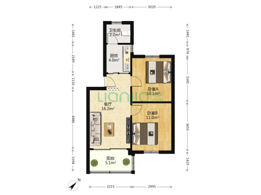 松岗大街宿舍 2室1厅1卫 59平方