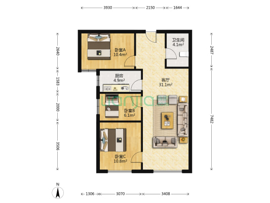 涿州 高铁新干线   户型方正-户型图