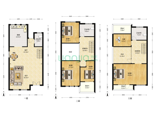 中冶梧桐园 5室2厅3卫 228平方