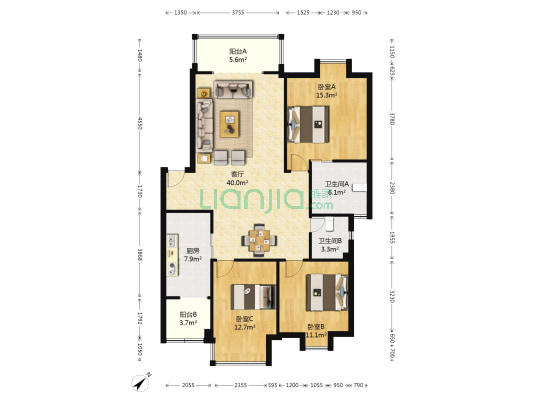 人保公司家属区 3室1厅2卫 110平方
