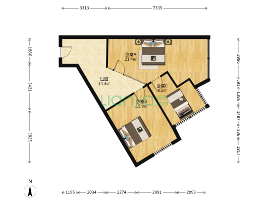 东海国际 3室0厅0卫 90平方