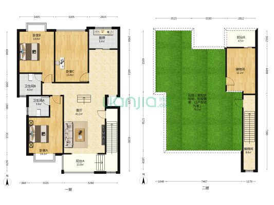 全鑫苑 3室1厅2卫 138平方