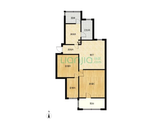 圣惠路 明珠小区步梯5楼 三居室 房本满二-户型图
