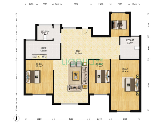 尚阳香颂 4室1厅2卫 165平方
