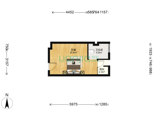 金华尚东国际 1室0厅1卫 39平方