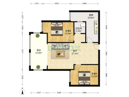 景茂名都东郡 2室1厅1卫 78平方