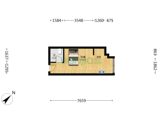 桃源居国际花园九区 1室0厅1卫 30平方
