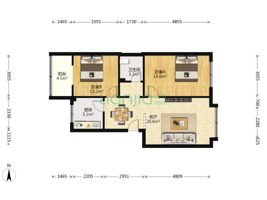 大达巷15号 2室1厅1卫 78平方