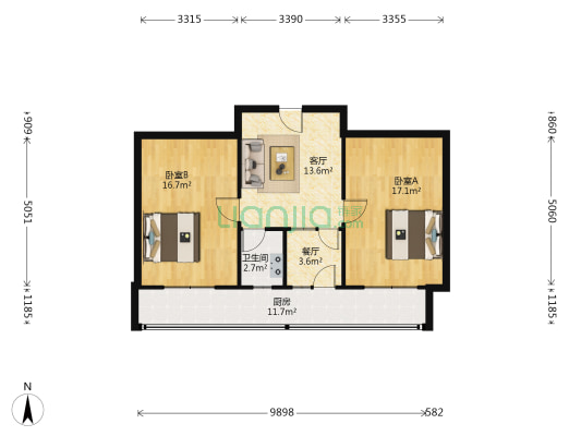 酒厂楼 2室2厅1卫 82平方