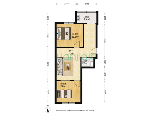 铁东北区 2室1厅1卫 63平方