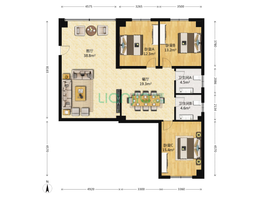 吉祥大厦 3室2厅2卫 125平方