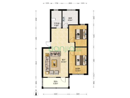 永丰公寓 2室1厅1卫 83平方