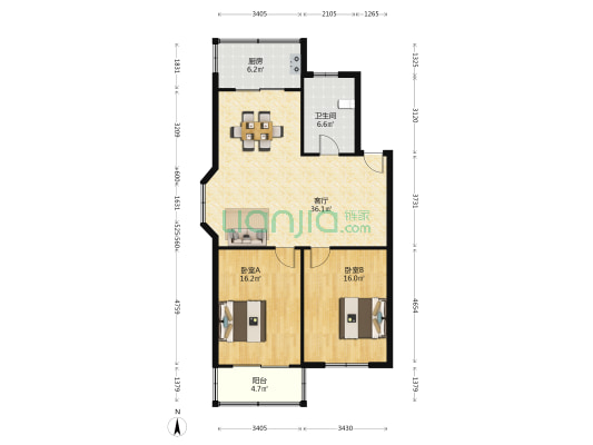 梨南苑 2室1厅1卫 103平方
