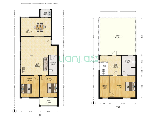 桥南公寓 3室2厅2卫 111平方