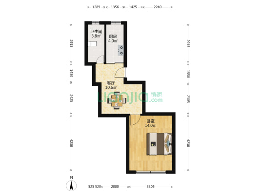 西井街29弄 1室1厅1卫 43平方