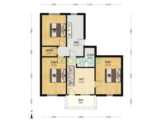 人民路148号 3室1厅1卫 89平方
