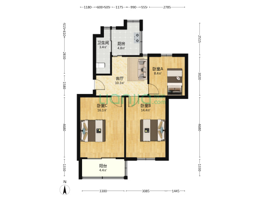 地质社区 3室1厅1卫 76平方