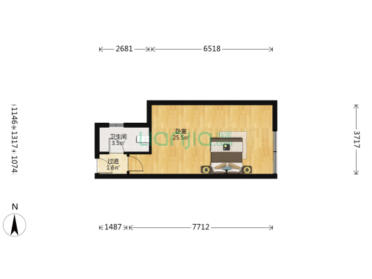 盛锡福商务大厦 1室0厅1卫 46平方