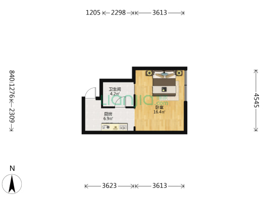 恒和中心 1室0厅1卫 43平方