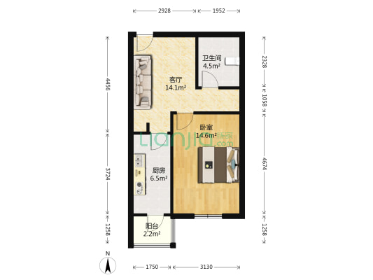 晨星园(河西区) 1室1厅1卫 51平方
