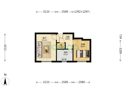 陈官营粮食库家属院 1室1厅0卫 31平方