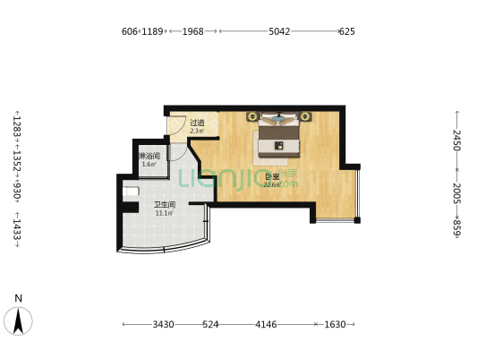 腾龙商业大厦 1室0厅2卫 51平方