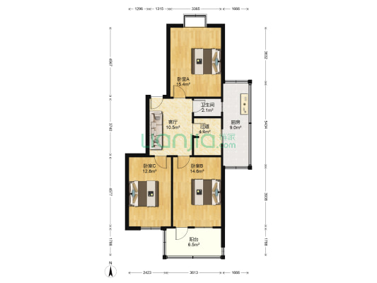 南小纬九路2号 3室1厅1卫 76平方